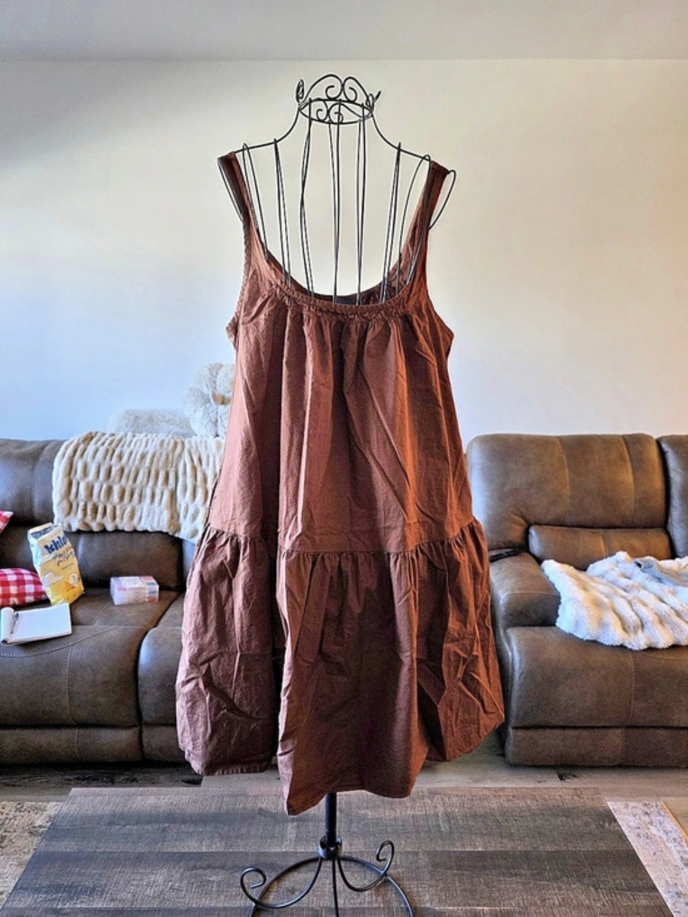 Free People Maxi Tiered Dress in Brown Size Medium Like New